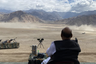 Defence Minister Rajnath Singh during his Leh visit