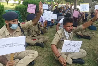 Home Guard jawans demonstrate for increase in salary