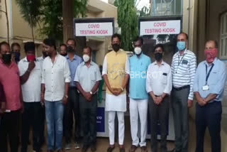 Hand over the covid testing booths to the Hoskote taluk hospital from Volvo company