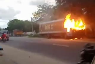 lorry fire accident in virudhunagar