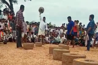 Stone lifting Game as part of Ganesha festival