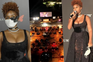 Janelle Monae attends LA Antebellum rooftop drive-in premiere