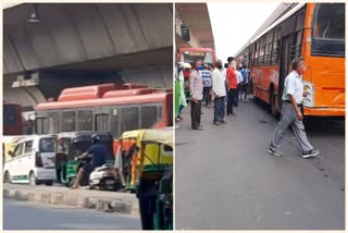 traffic jam at jaitpur-badarpur raod and crowd at badarpur bus stand increasing