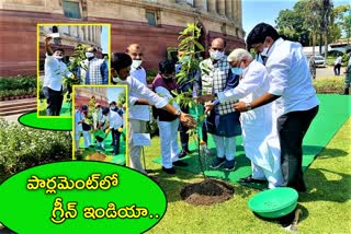 lok-sabha-speaker-om-birla-participated-in-green-india-challenge-at-parliament