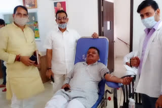 Blood Donation Camp organized by former MLA Brahm Singh Tanwar on PM's birthday