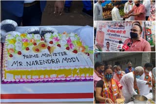 BJP leaders distributed fruits and food