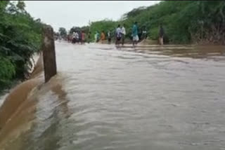 ponds-flooded-with-rain-water-in yadadri bhuvanagiri district