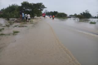 Flood near NH 15 Dhemaji assam etv bharat news