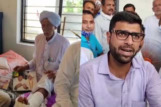 digvijay chautala meets elderly farmer natha singh who injured in peepli lathicharge