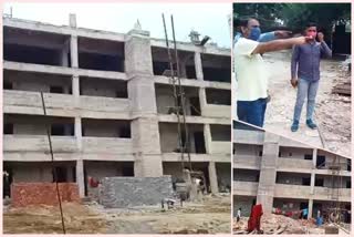 inspection of under construction school by MLA raghuvinder shokeen in ambika Vihar Delhi