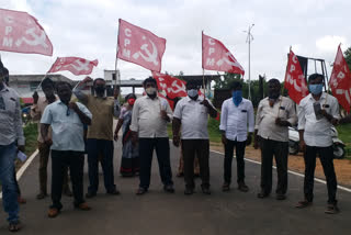 CPIM activists protest demanding various demands