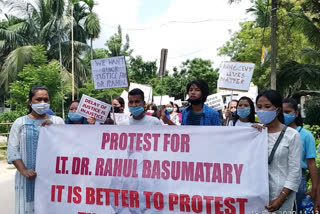 protest at udalguri reson dr rahul basumatary mudder case