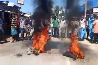 effigy burnt at sarthebari