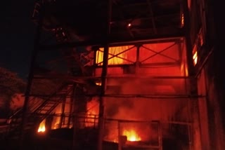 Fire in the scrap warehouse in Bhiwadi