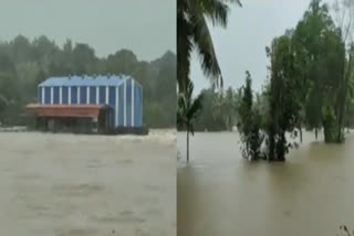 Flood situation in Karnataka's Udupi following heavy rainfall in the area.