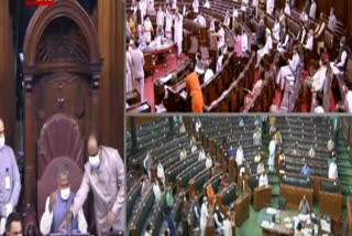 MPs who created ruckus, tore papers  കര്‍ഷക ബില്ലിനെതിരെ പ്രതിഷേധം  പ്രതിപക്ഷ എംപിമാർക്കെതിരെ നടപടി  ന്യൂഡൽഹി  കാർഷിക ബില്ല് പാസാക്കി  രാജ്യ സഭയിൽ ബഹളം  Vice President and Rajya Sabha chairman M Venkaiah Naid  agriculture bills.