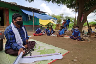 in tokapal block of jagdalpur divyang teacher teaching children