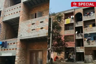 flat for the slum transformed into ruins in bawana