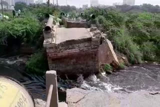 bridge on agra canal connecting faridabad to greater faridabad collapse