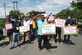 Massive Protest By Corona Workers In Kamrup Changsari