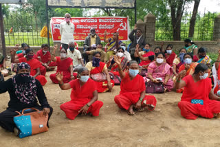 Anganwadi workers protest in koppal