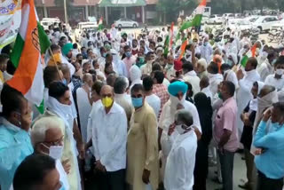 congress protests against agricultural ordinances in kurukshetra