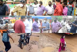 തിരുവനന്തപുരം  Thiruvananthapuram  elevated highway  kazhakkoottam  road work  puddle  minister  kadakampalli  srendran  ചെളിക്കുഴി  കഴക്കൂട്ടം  ദേശീയ പാത