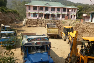 construction work started again in civil hospital dharampur