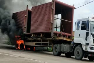 Container fire due to lightning wire