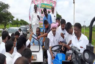 mla bandla krishna mohan reddy participated in tractor rally in jogulamba gadwala district