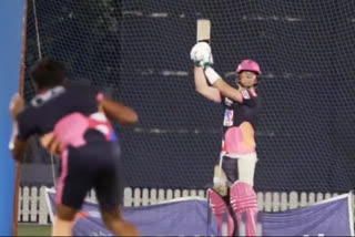 ipl 2020 steve smith playing the helicopter shot rajasthan royals share video