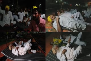 Farmers protest at night in Barnala