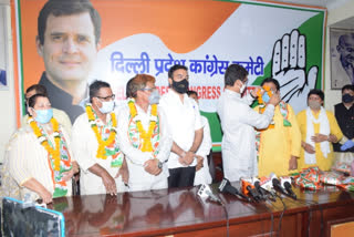 bjp and aap leader joined congress in front of dpcc president Chaudhary Anil Kumar