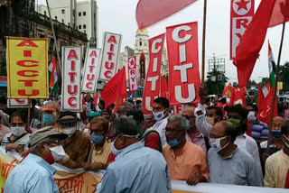 Left and congress  rally on farmer bill at esplanade , kolkata