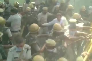 A clash erupted between police personnel & retrenched PTIs in Haryana