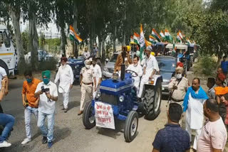 mla Raj Kumar Chabewal protests against agriculture bills due to tractor rally in hoshiarpur