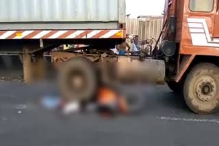 Truck and bike collision in Yamunanagar