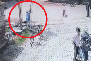 cctv of man beats dog with stick in ghaziabad