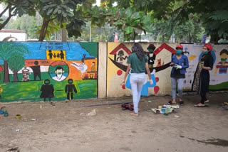 wall-painting-by-students-for-corona-awareness in bhandara