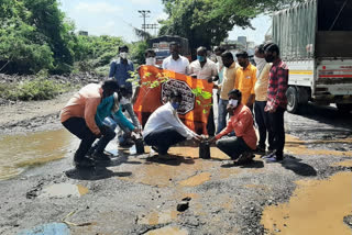 खड्ड्यात 'वृक्षारोपण'