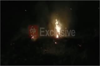 Fire in bushes behind Rajghat depot