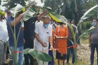 Minister Ranjit Dutt's path and laying of foundation stone of bridge in Bihali