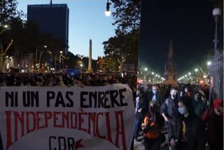 Spain Catalan independence supporters protest court decision