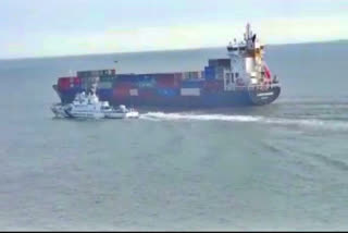 Container ship caught fire