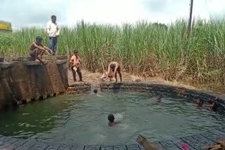 The children enjoying swimming without social distance in osmanabad