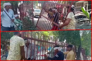 Grills are being set up for road safety in Satbari village