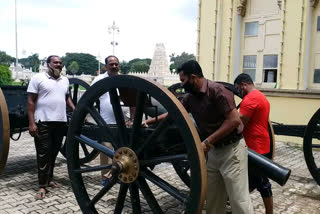 Cannon cleaning  by staff