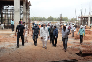 PWD minister tamradhwaj sahu inspects the construction work in raipur