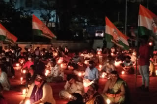 youth congress take out candle light protest  against dalit girl rape