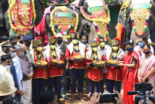 Mysore Dasara  Elephants heading towards Mysore